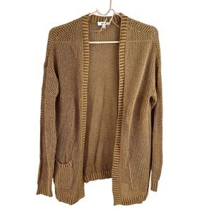 Vintage Mudd Grunge Open Mesh Cardigan Women's Earthy Gold Sz Large 90s Y2K READ